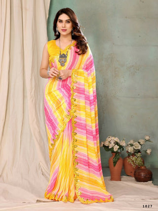 Aafreen Partywear Designer Lemon Georgette Fancy Saree - Distacart
