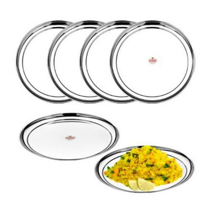 Vinod Stainless Steel Rajbhog Plate, Lunch & Dinner Plate - 28.5 cm - Dista
