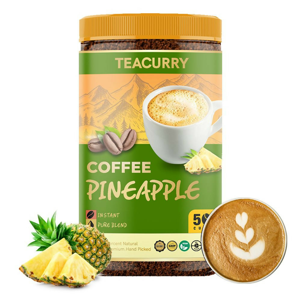 Teacurry Pineapple Instant Coffee Powder - Arabica Freeze Dried Coffee for Instant Hot & Cold Coffee - Distacart