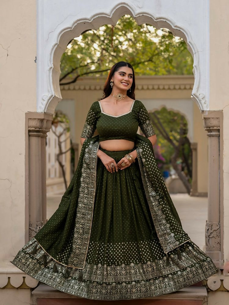 Lehenga Mart Mehendi Green Designer Wedding Wear Lehenga Choli - Dista