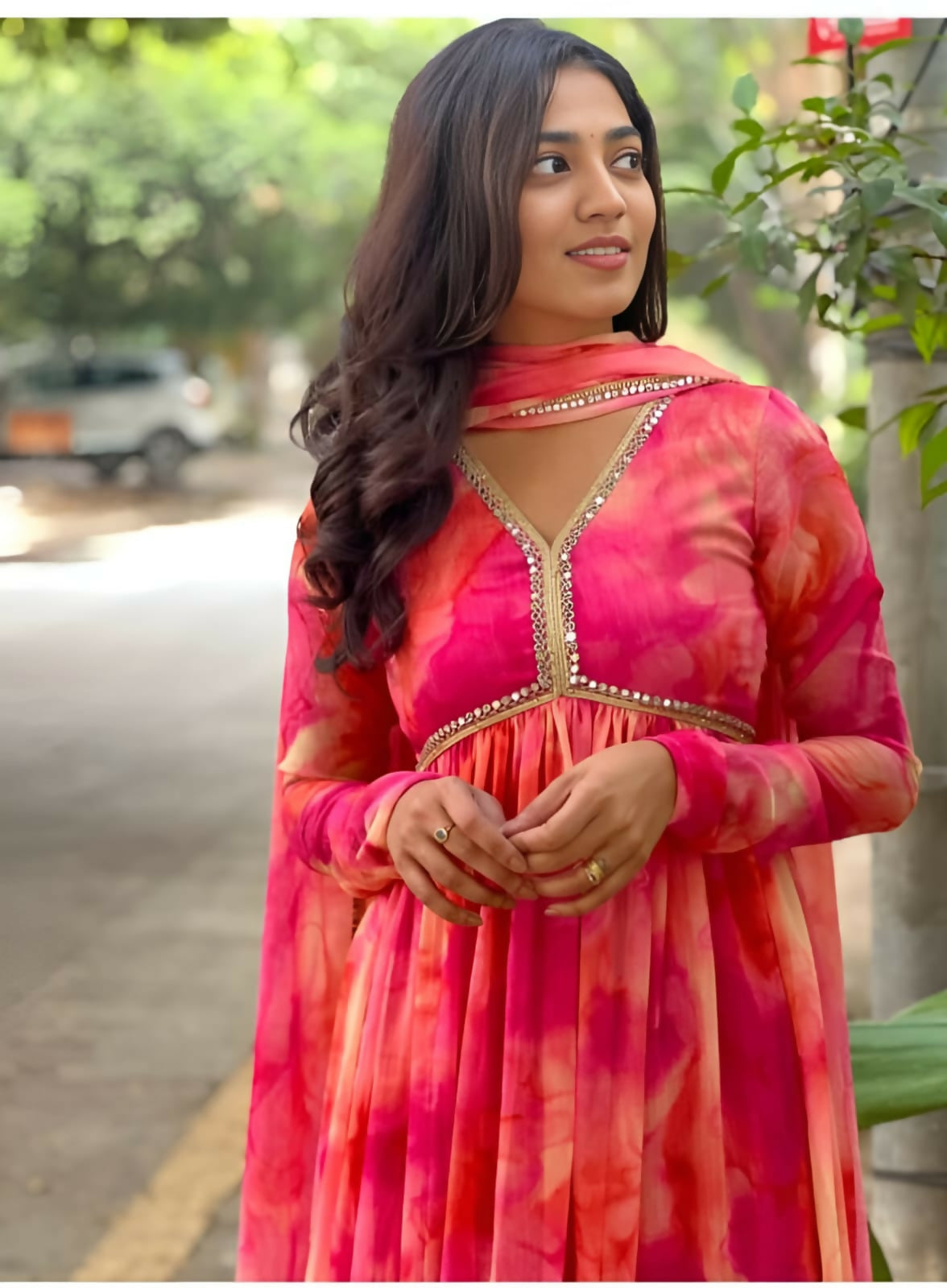 Dishitha Creation Women Floral Printed Designer Gown - Pink - Distacart