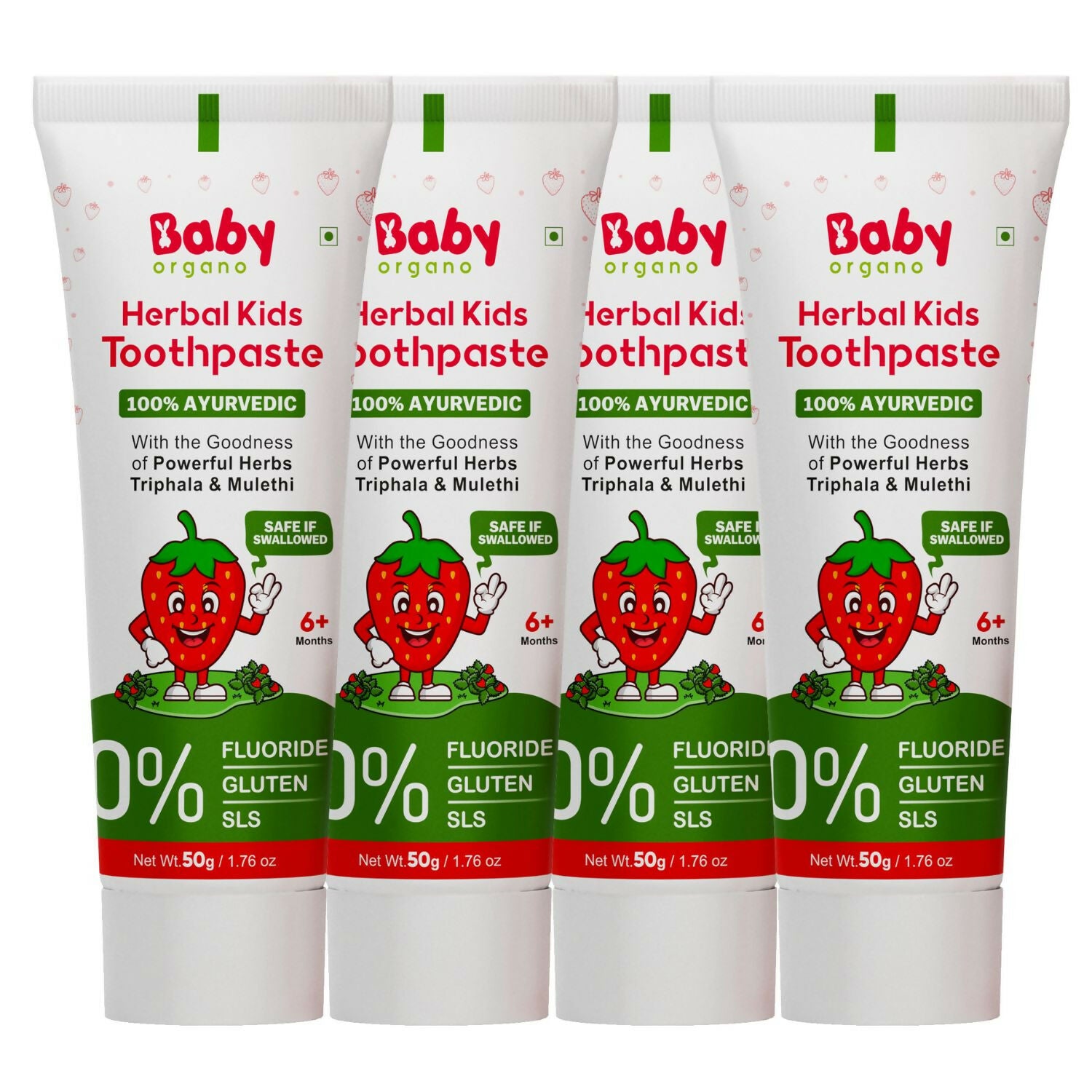 Babyorgano 100% Ayurvedic Herbal Kids Toothpaste - Strawberry Flavor - Distacart