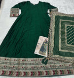 Thumbnail for Anaita Dark Green Vichitra Silk Anarkali Suit with Embroidery Sequins - Distacart