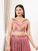 Thumbnail for Joban Fashion Rust Tissue Padded Blouse With V Neck Sleeveless