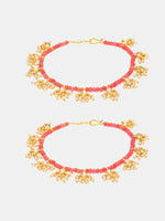Thumbnail for Ruby Raang 22k Gold Polished Stone Anklets