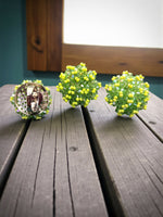 Thumbnail for Inhanns Rangmani Crystal Duo – Adjustable Ring + Statement Earrings Set - Neon Green - Distacart