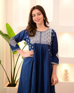 Thumbnail for The52 Women's Beautiful Viscose Rayon Fabric Thread Work Flared Kurta Pant Set - Distacart