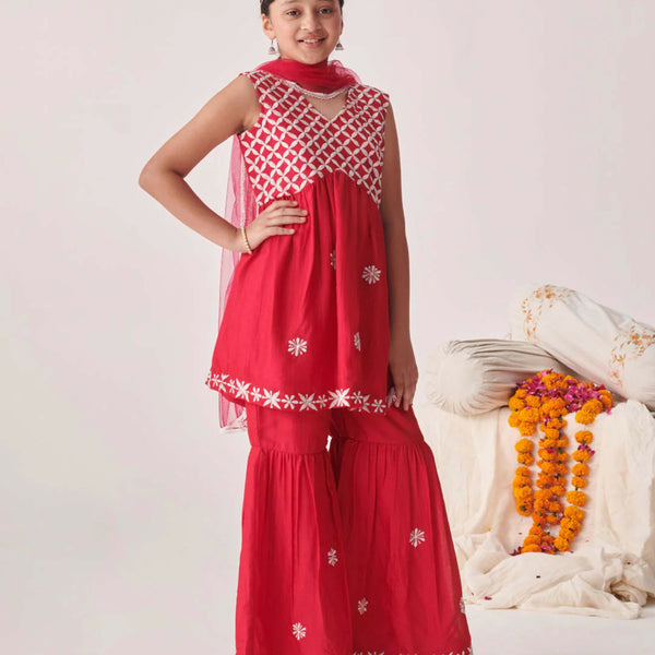 Joban Fashion Girl's Magenta Pink Color Sharara Set