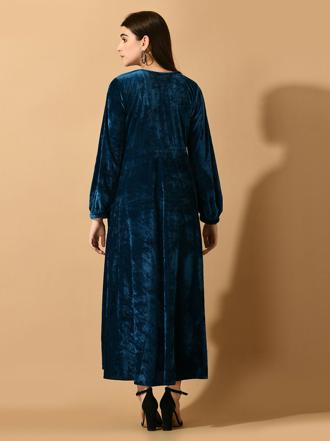 Myshka Women's Blue Fit and Flare Party Dress - Distacart