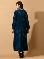 Thumbnail for Myshka Women's Blue Fit and Flare Party Dress - Distacart