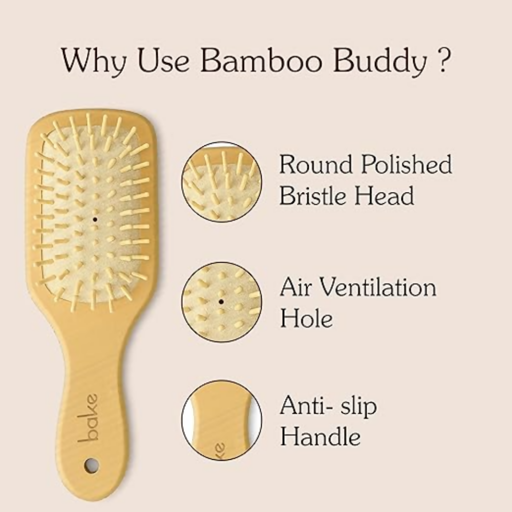 Bake Bamboo Buddy Wooden Hair Brush For Promotes Hair Growth - Distacart
