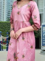 Thumbnail for Joban Fashion Pink Position Digital Print With Position Foil Kurta Set