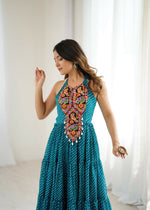 Thumbnail for Joban Fashion Green Dress Georgette Coding Dori with Sequence with Rivet Moti