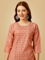 Thumbnail for Jyoti Fashion Women's Gajri Cotton Blend Embroidered Kurta Pant Set - Distacart