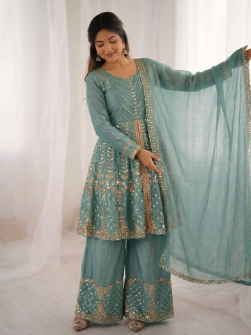 Teeya Creation New Womens Trendy Embroidery Sequence Work Kurta Set - Dista