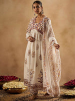 Thumbnail for Indo Era Women Floral Printed Empire Pure Cotton Kurta with Trousers & With Dupatta