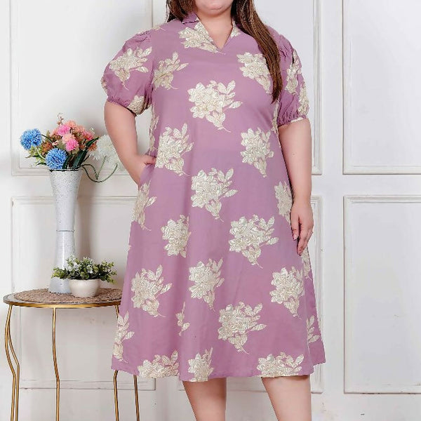 Miravan Plus Size Womens Lavender Floral Printed A-Line Maxi Dress - Distacart
