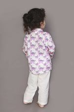 Thumbnail for Breathables Kids Boys & Girls Cotton Night Suit – Purple Dinosaur Print Kurta & Pyjama Co-Ord Set - Dista