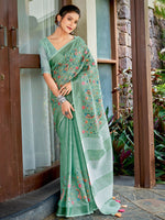 Thumbnail for Astita Linen Sea Green Saree