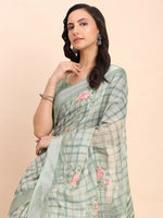 Thumbnail for Astita Linen Cotton Light Green Saree