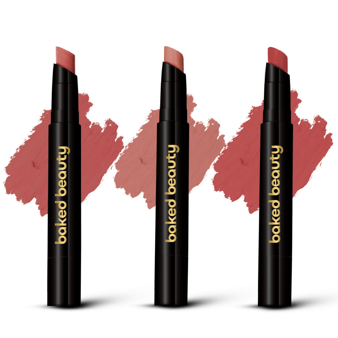 Baked Beauty My Crayon Mocha Talk Super Matte Lip Cream Lipsticks (Set of 3) - Distacart
