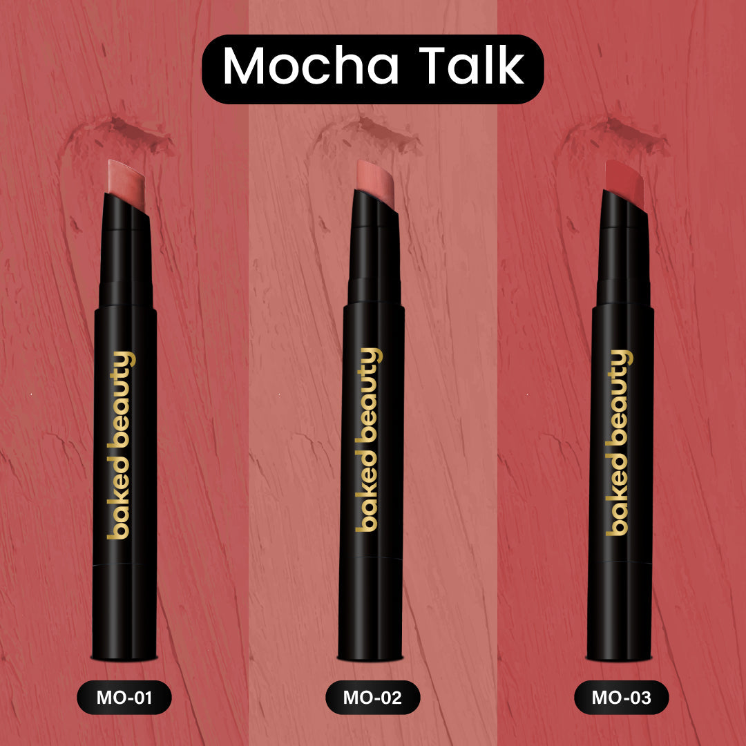 Baked Beauty My Crayon Mocha Talk Super Matte Lip Cream Lipsticks (Set of 3) - Distacart