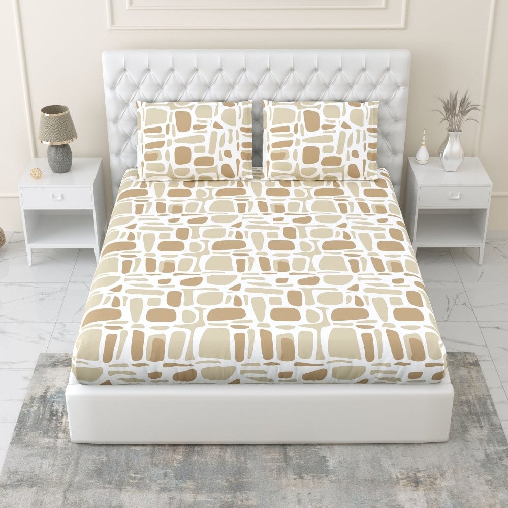 Haus & Kinder Modern Matrix 100% Cotton King Fitted Bedsheet, 144 TC - Dista