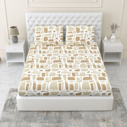 Haus & Kinder Modern Matrix 100% Cotton King Fitted Bedsheet, 144 TC - Dista