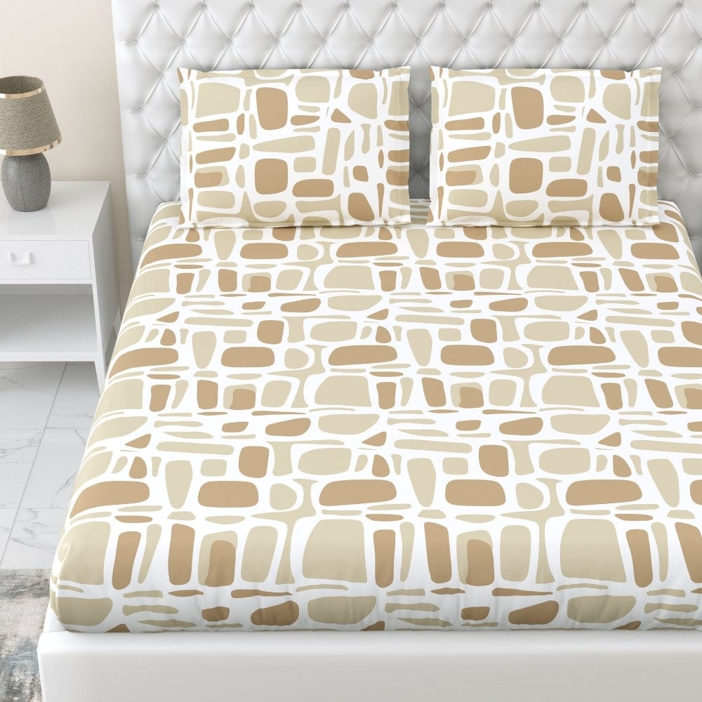 Haus & Kinder Modern Matrix 100% Cotton King Fitted Bedsheet, 144 TC - Dista