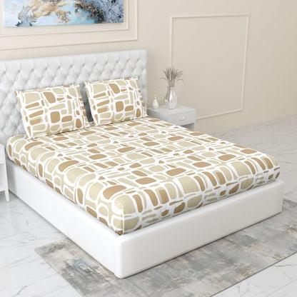 Haus & Kinder Modern Matrix 100% Cotton King Fitted Bedsheet, 144 TC - Dista