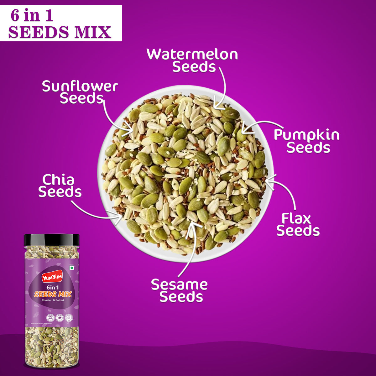 Yum Yum 6 In 1 Seeds Mix Jar - Dista