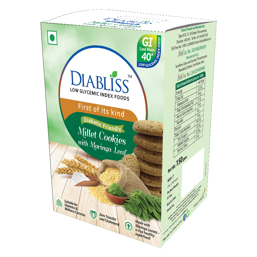 Diabliss Diabetic Friendly Millet Cookies With Moringa Leaf - Distacart