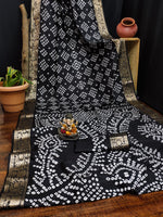 Thumbnail for Anaita Black Pure Bandhej Silk Saree With Zari Weaving Work - Distacart