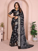 Thumbnail for Anaita Black Pure Bandhej Silk Saree With Zari Weaving Work - Distacart