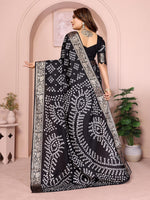Thumbnail for Anaita Black Pure Bandhej Silk Saree With Zari Weaving Work - Distacart