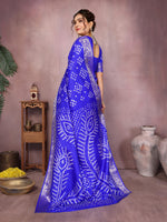Thumbnail for Anaita Blue Pure Bandhej Silk Saree With Zari Weaving Work - Distacart