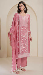 Thumbnail for Anaita Pink Chinon Embroidered Thread Work Stitched Salwar Suit - Distacart