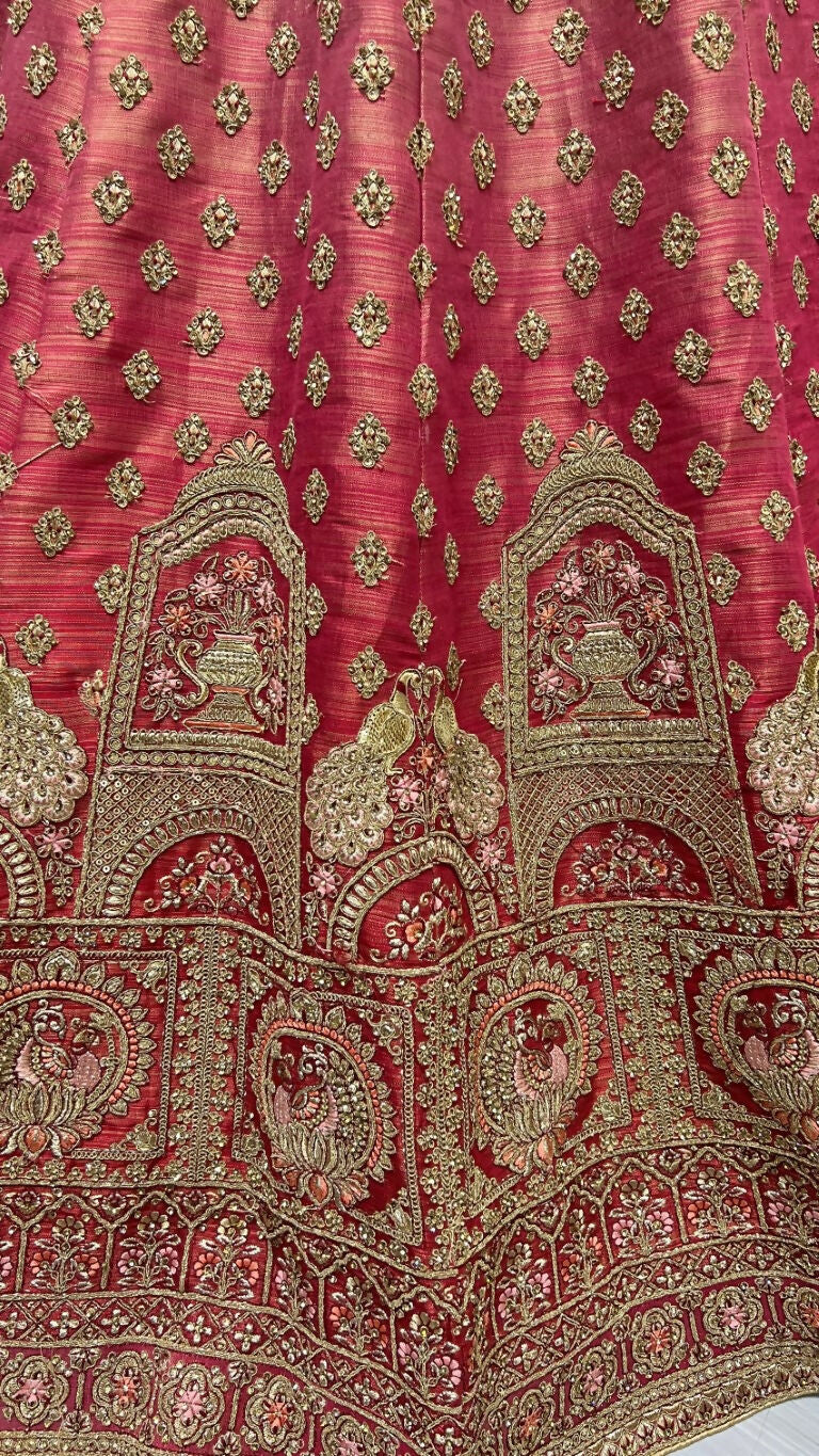 Jyoti Fashion Women's Red Bridal Net Fancy Dori & Sequins Multi Thread Embroidered with Diamond Work Wedding Lehenga Choli - Distacart
