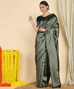 Thumbnail for Preksha Creation Designer Women Banarasi Soft Silk Saree - Green - Distacart