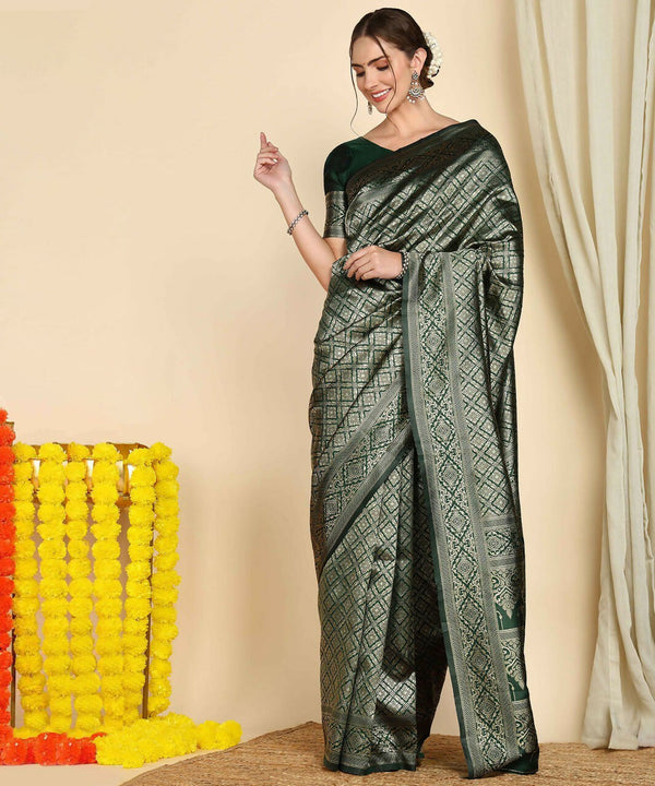 Preksha Creation Designer Women Banarasi Soft Silk Saree - Green - Distacart
