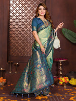 Thumbnail for Aastha Fashion Sea Green Tissue Silk Weaving Saree - Distacart