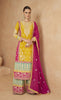 Anaita Yellow Chiffon Suit with Embroidery Coding Sequence Work - Distacart