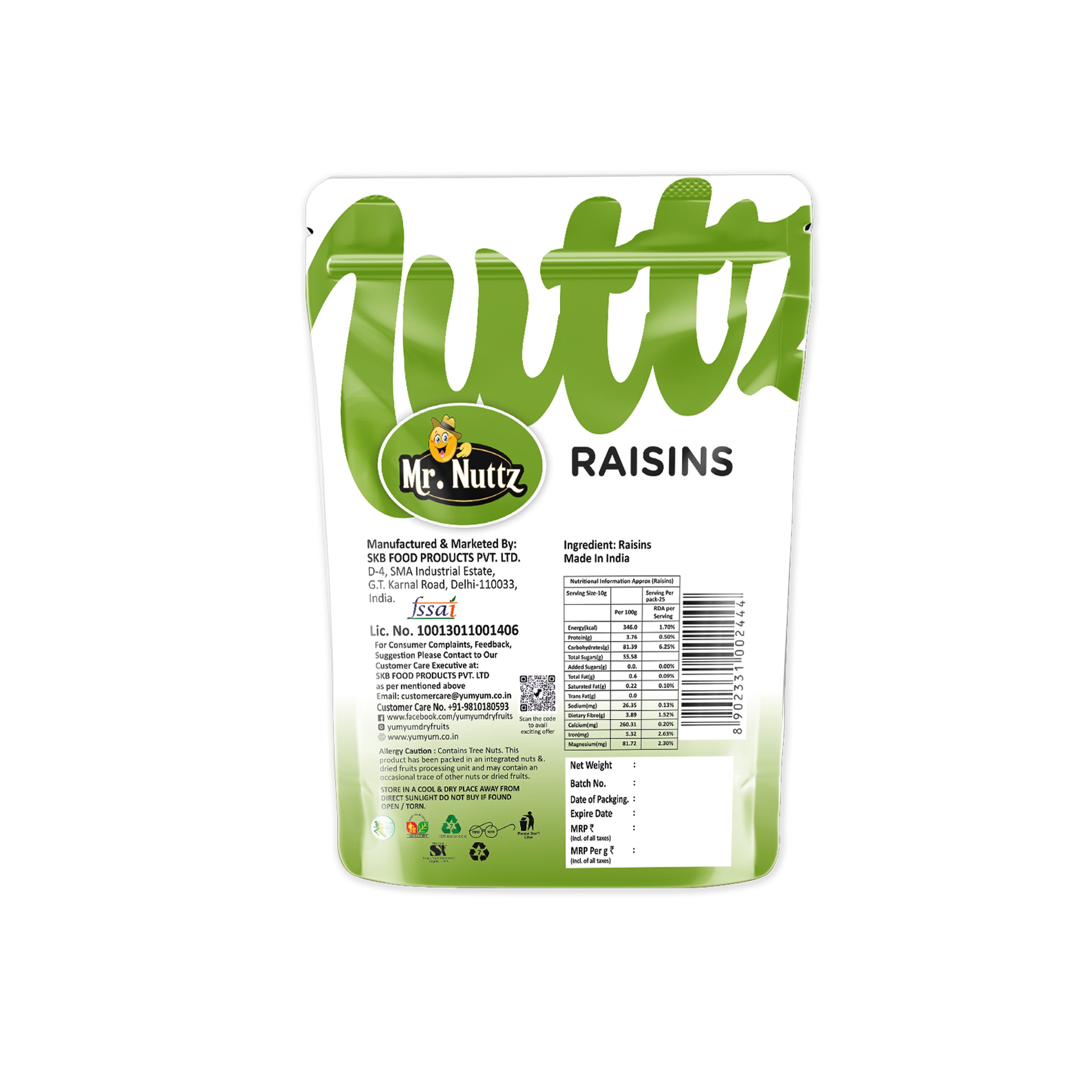 Mr. Nuttz Green Raisins Pouch - Dista