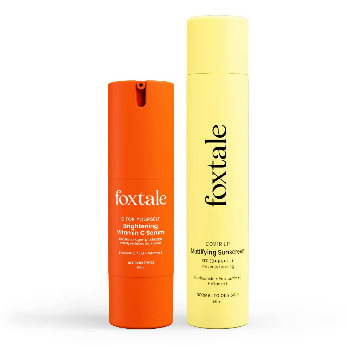 Foxtale Getting Even Skin Care Kit: C For Yourself Vitamin C Serum + Matte Finish Sunscreen - Distacart