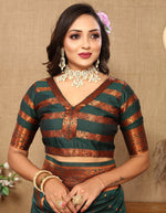 Thumbnail for Vedant Vastram Bottle Green Color Banarasi Silk Saree - Bottle Green - Distacart