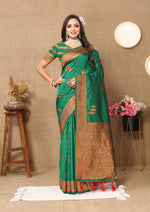 Thumbnail for Vedant Vastram Green Color Banarasi Silk Saree - Green - Distacart