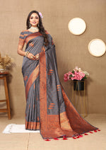 Thumbnail for Vedant Vastram Grey Color Banarasi Silk Saree - Grey - Distacart