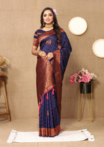 Thumbnail for Vedant Vastram Navy Blue Color Banarasi Silk Saree - Navy Blue - Distacart