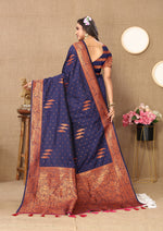 Thumbnail for Vedant Vastram Navy Blue Color Banarasi Silk Saree - Navy Blue - Distacart
