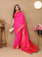 Thumbnail for Vedant Vastram Pink Color Banarasi Silk Saree - Pink - Distacart